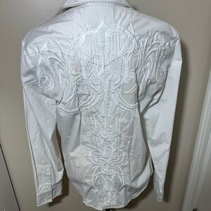 Roar Women's Button Down Rodeo Party Western Shirt Sz M Embellished Embroidered